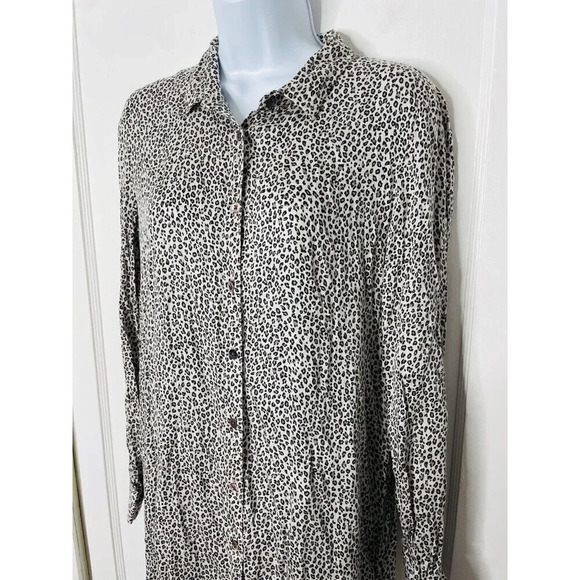 Amuse Society Maxi Dress XS/S Leopard Print Side Slit Button Up Breathable Boho - Picture 3 of 11